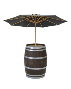 Wine Barrel with 9' Black Market Umbrella
