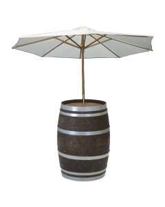 Wine Barrel with 9' Natural Market Umbrella