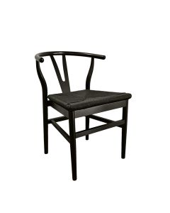 Wishbone Black Chair with Black Woven Seat
