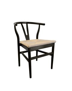 Wishbone Black Chair with Natural Woven Seat