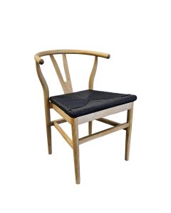Wishbone Natural Chair with Black Woven Seat