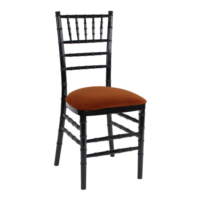 Rent the Black Chiavari Chair with Copper Suede CORT Party Rental