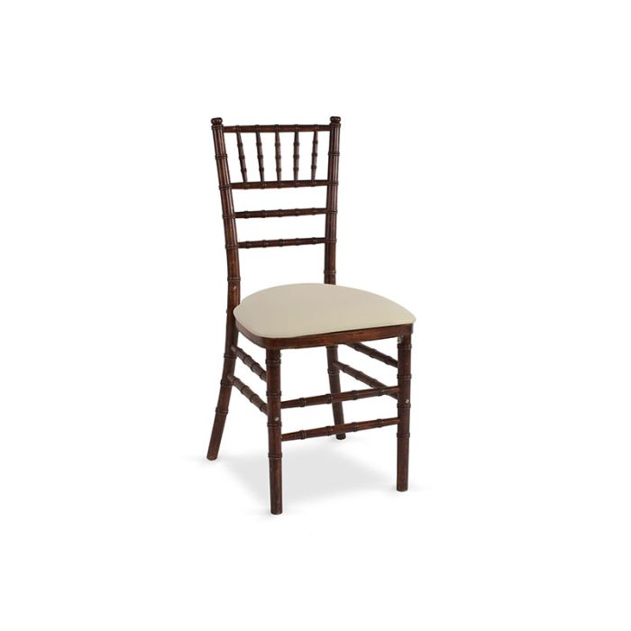 Rent the Fruitwood Chiavari Chair with Ivory Cushion Standard CORT