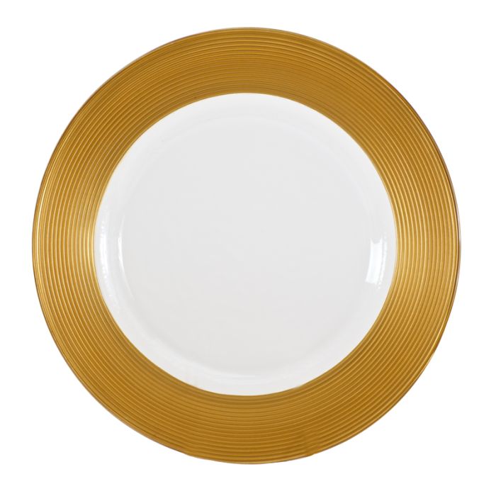 Rent the Matte Ringed Gold Service or Charger Plate 13" CORT Party Rental