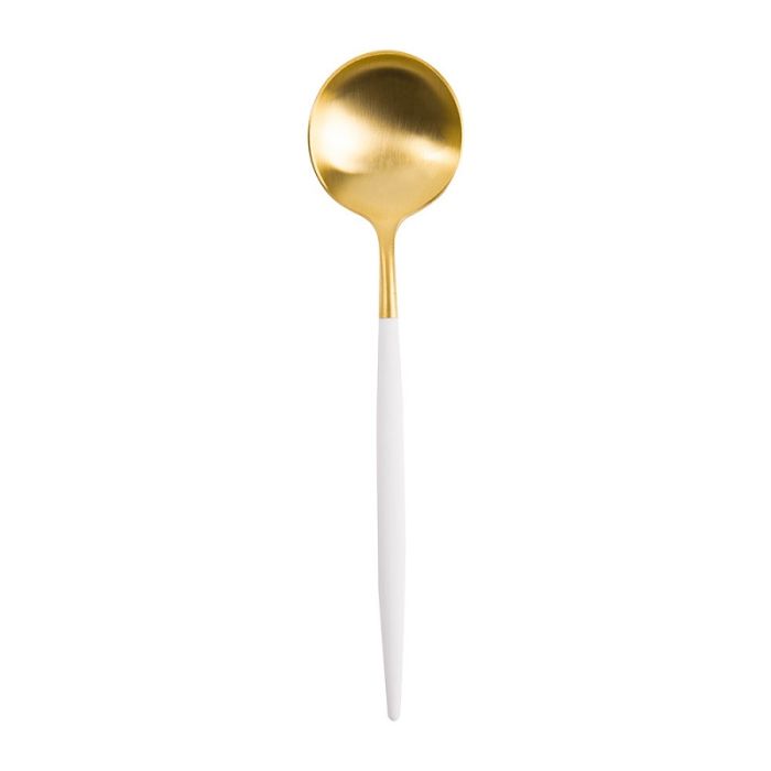 Rent the Uptown White Gold Soup Spoon CORT Party Rental