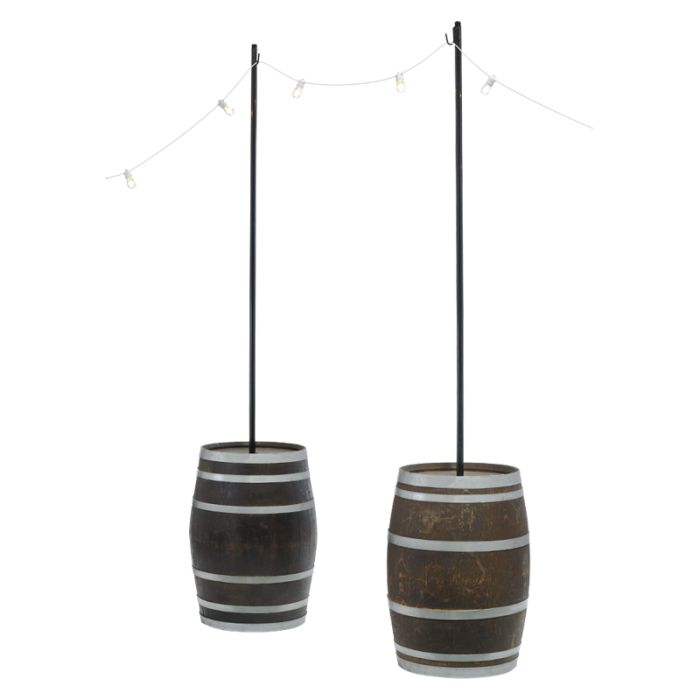 Whiskey barrel light pole outlet