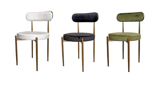 Audrey Chairs shown in white, black and green